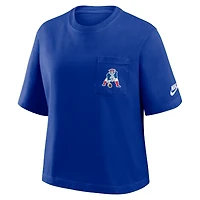 Women's Nike Royal New England Patriots Rewind Pocket Boxy T-Shirt
