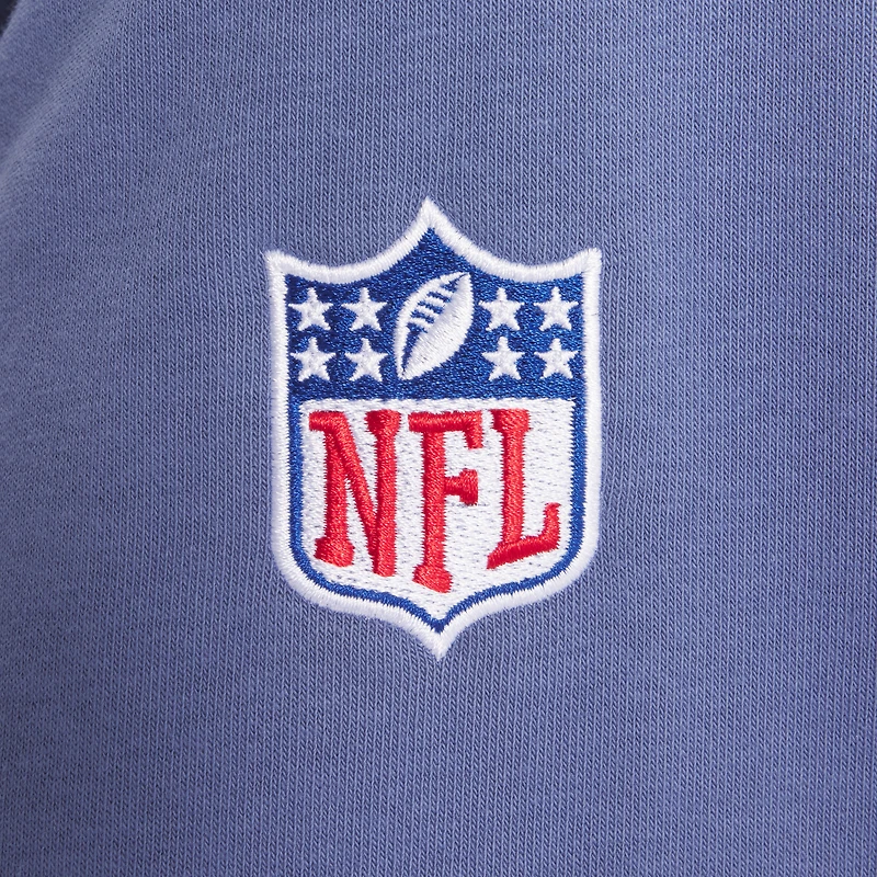 Sweat à capuche Nike Storm Blue pour femme, collection Rivalités 2025 des New England Patriots, édition Standard, Sideline Dri-FIT