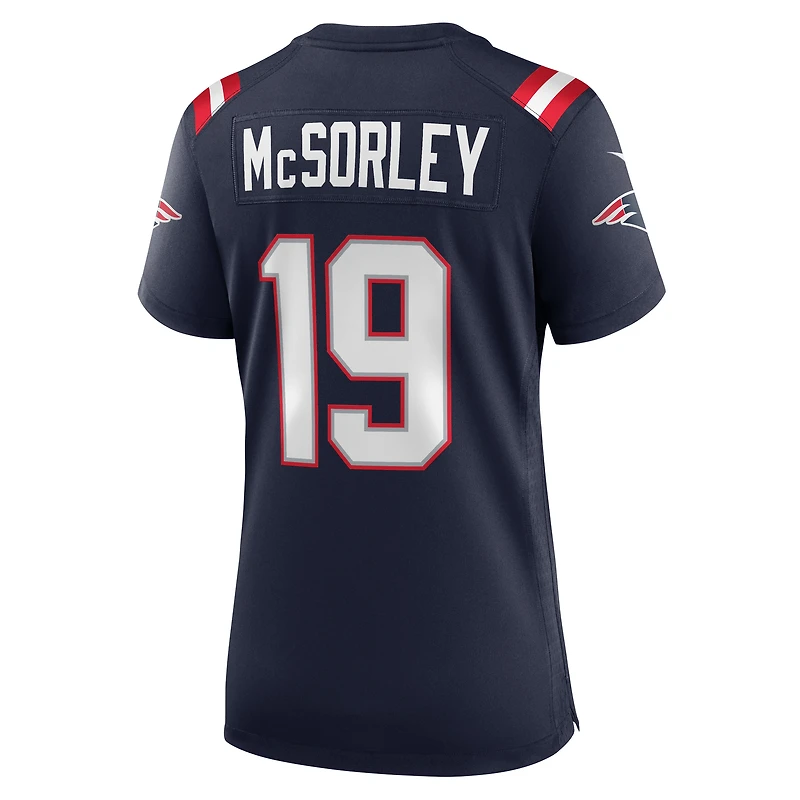 Maillot de match Nike Trace McSorley bleu marine des New England Patriots pour femme