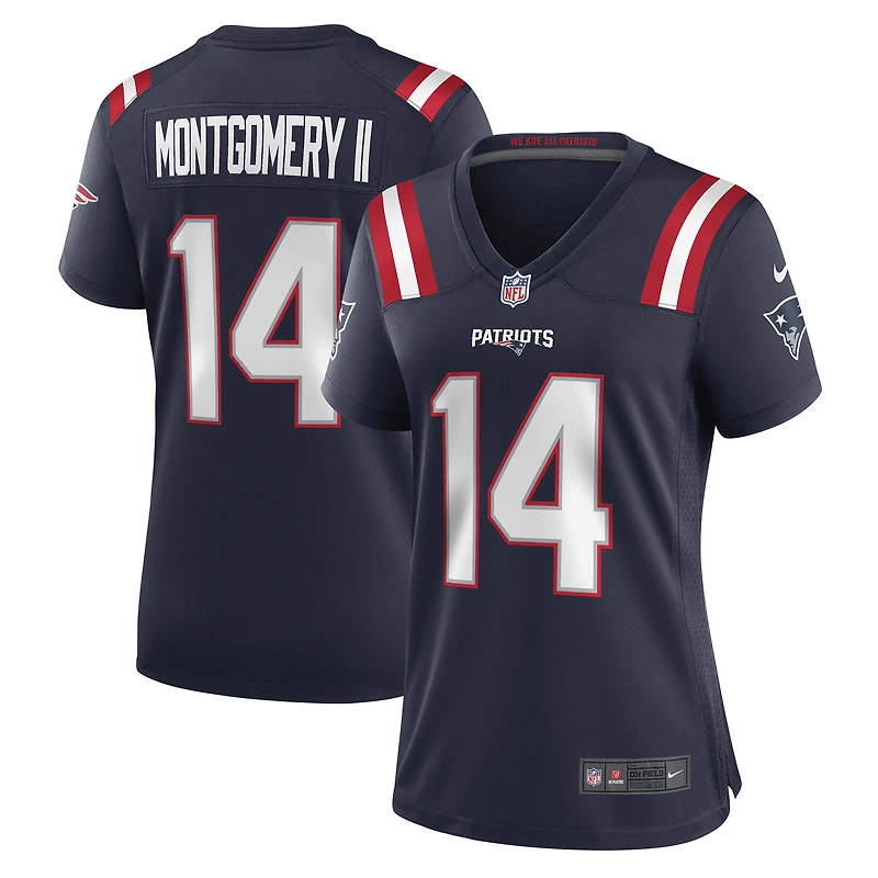 Maillot de match Nike Ty Montgomery bleu marine des New England Patriots pour femme