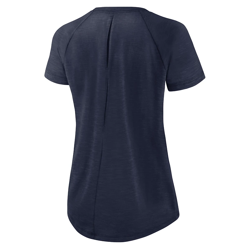 T-shirt raglan à découpe dans le dos des New England Patriots Nike blanc/bleu marine chiné pour femme