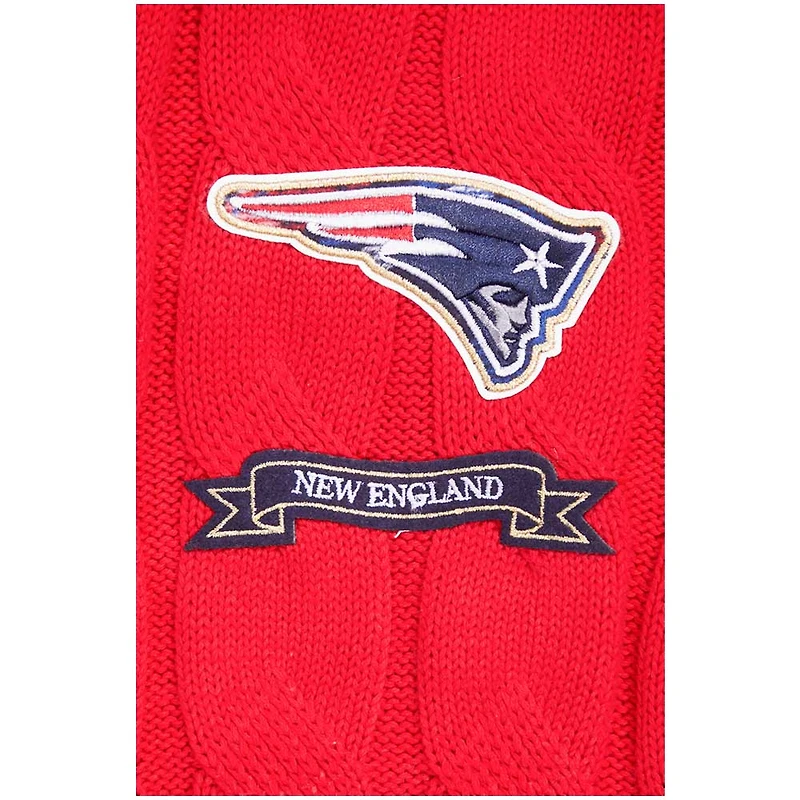 Women's Pro Standard Red New England Patriots Prep V-Neck Pullover Sweater