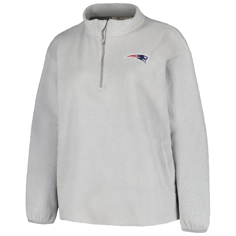 Women's Profile Gray New England Patriots Plus Sherpa Quarter-Zip Jacket