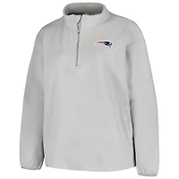Women's Profile Gray New England Patriots Plus Sherpa Quarter-Zip Jacket