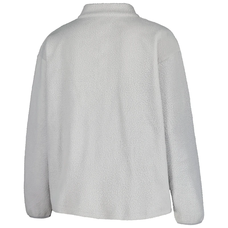 Women's Profile Gray New England Patriots Plus Sherpa Quarter-Zip Jacket