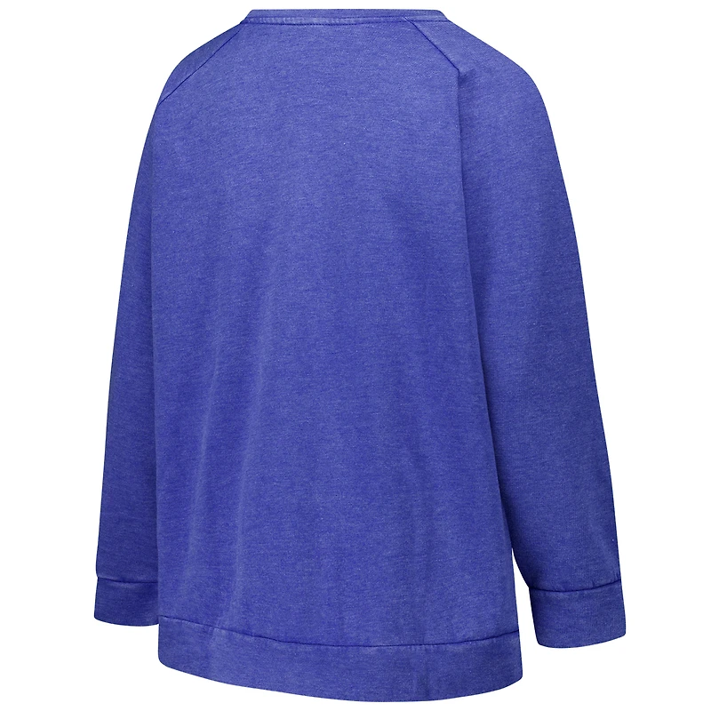 Women's Profile  Royal New England Patriots Plus Acid Wash Raglan Sweatshirt