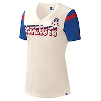 Women's Starter Cream New England Patriots Kick Start V-Neck T-Shirt