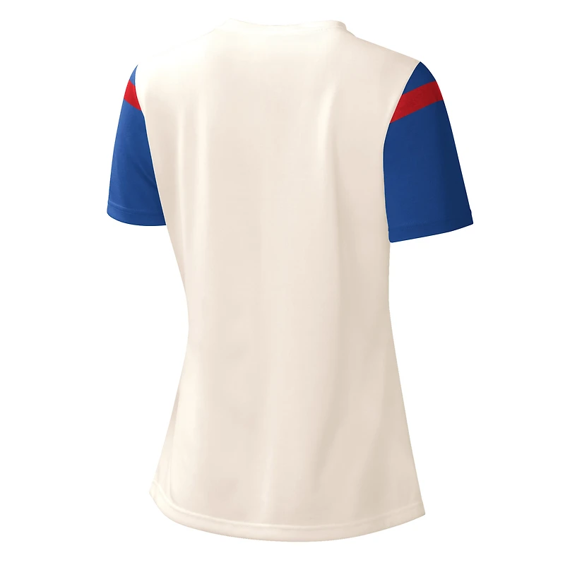 Women's Starter Cream New England Patriots Kick Start V-Neck T-Shirt