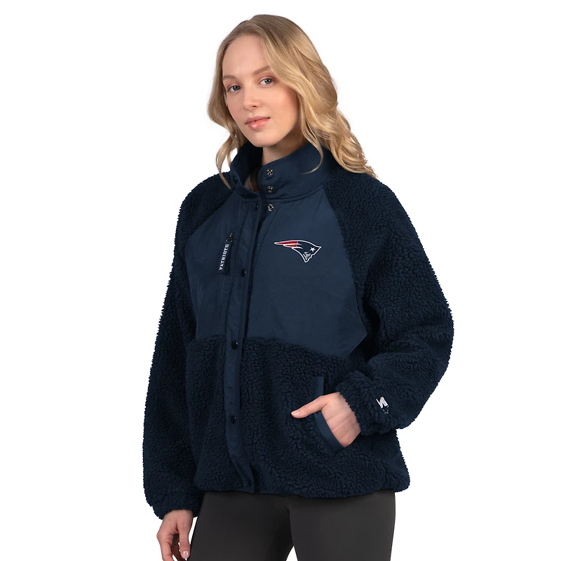 Women's Starter Navy New England Patriots On the Ball Sherpa Jacket