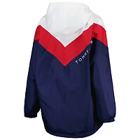 Women's Tommy Hilfiger White/Red New England Patriots Staci Half-Zip Hoodie Windbreaker Jacket