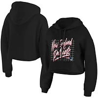 Women's WEAR by Erin Andrews Black New England Patriots Domestic Cropped Pullover Hoodie