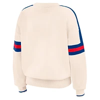 Women's WEAR by Erin Andrews  Cream New England Patriots Stripe Pullover Sweater