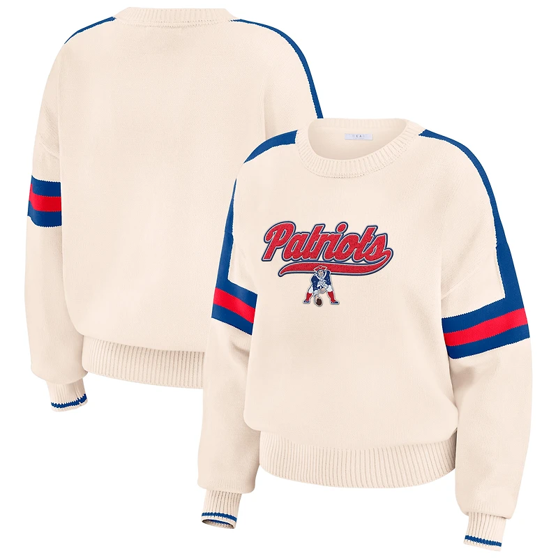 Pull rayé crème New England Patriots pour femme WEAR by Erin Andrews