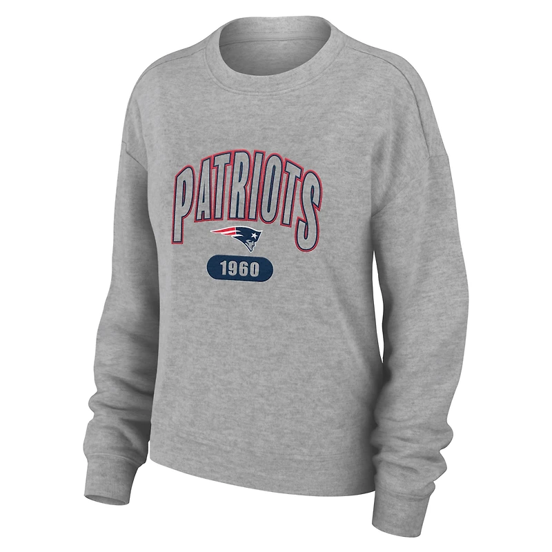 Ensemble de détente pour femme WEAR by Erin Andrews Heather Gray New England Patriots grande taille en tricot tri-blend à manches longues et pantalon