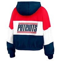 Women's WEAR by Erin Andrews Navy/Red New England Patriots Plus Color Block Full-Zip Windbreaker Jacket