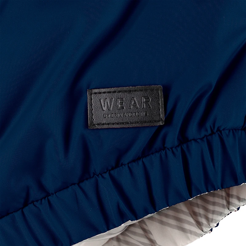 Women's WEAR by Erin Andrews  Navy/White New England Patriots Reversible Cropped Full-Zip Puffer Jacket