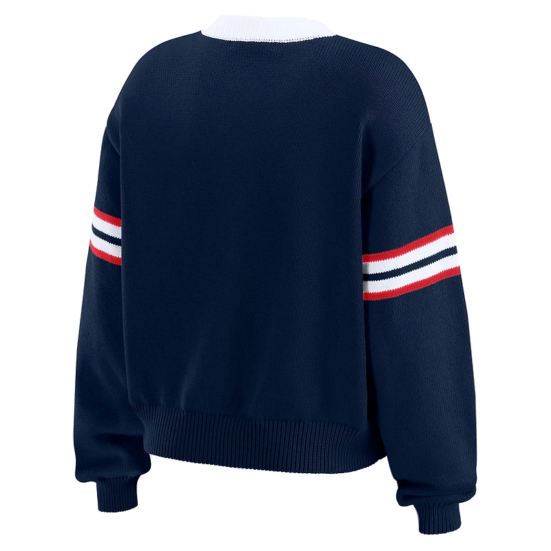 Pull à lacets bleu marine New England Patriots pour femme WEAR by Erin Andrews