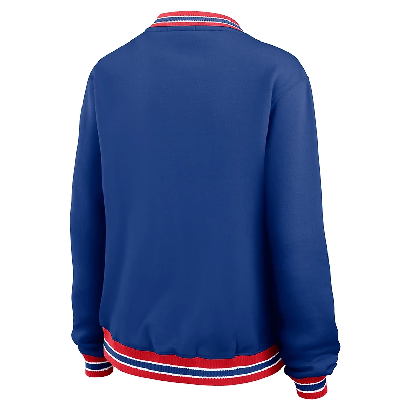 Sweat-shirt oversize à manches longues et col en V bleu marine New England Patriots pour femme WEAR by Erin Andrews