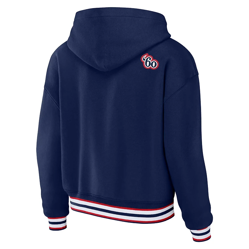 Women's WEAR by Erin Andrews Navy New England Patriots Plus Lace-Up Pullover Hoodie