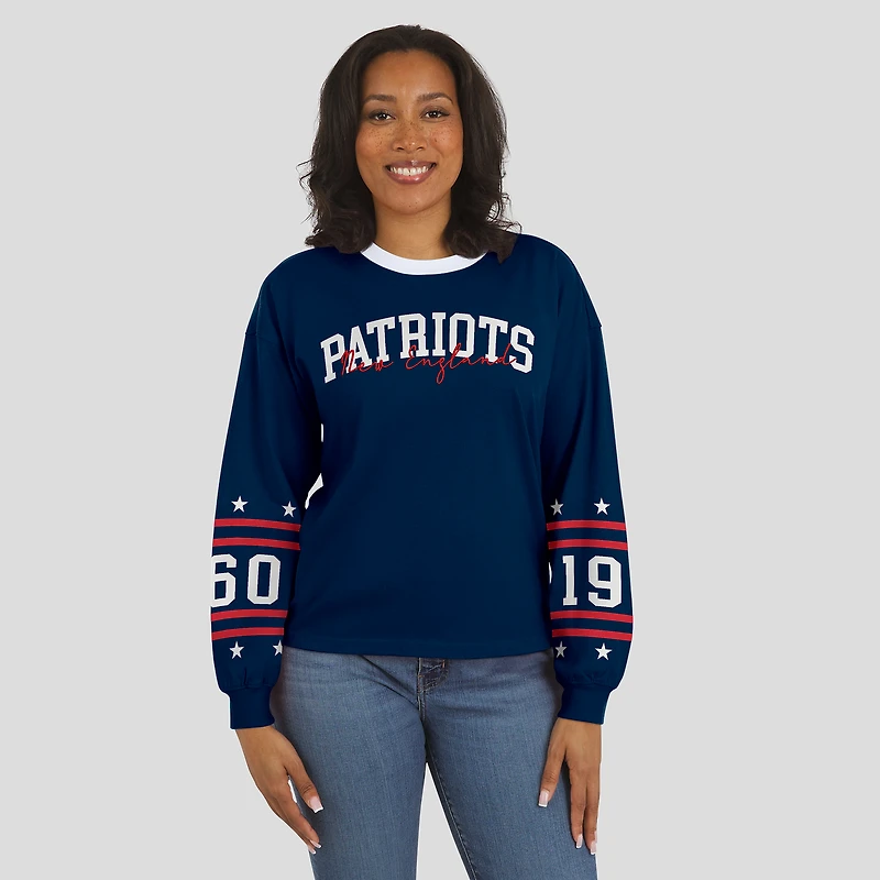 Women's WEAR by Erin Andrews  Navy New England Patriots Sport Long-Sleeve T-Shirt