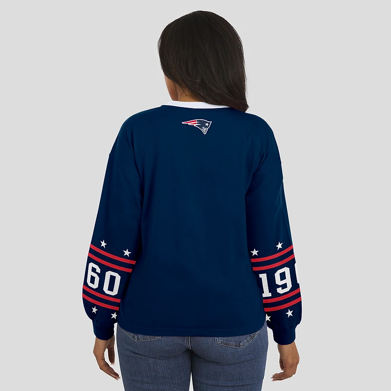 Women's WEAR by Erin Andrews Navy New England Patriots Sport Long-Sleeve T-Shirt