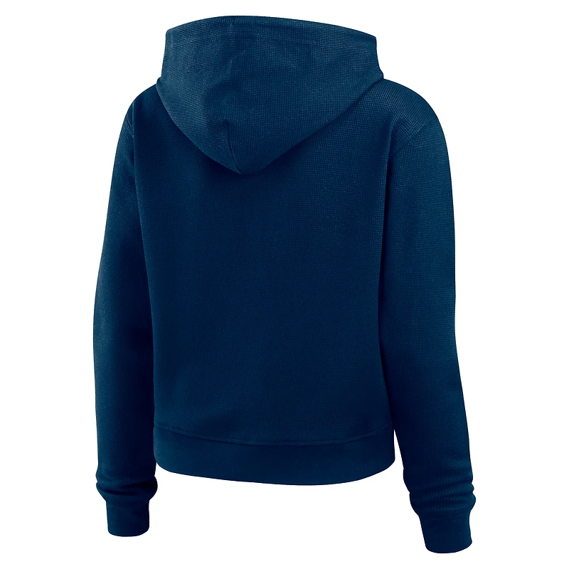 Women's WEAR by Erin Andrews Navy New England Patriots Waffle Hoodie Pullover Top