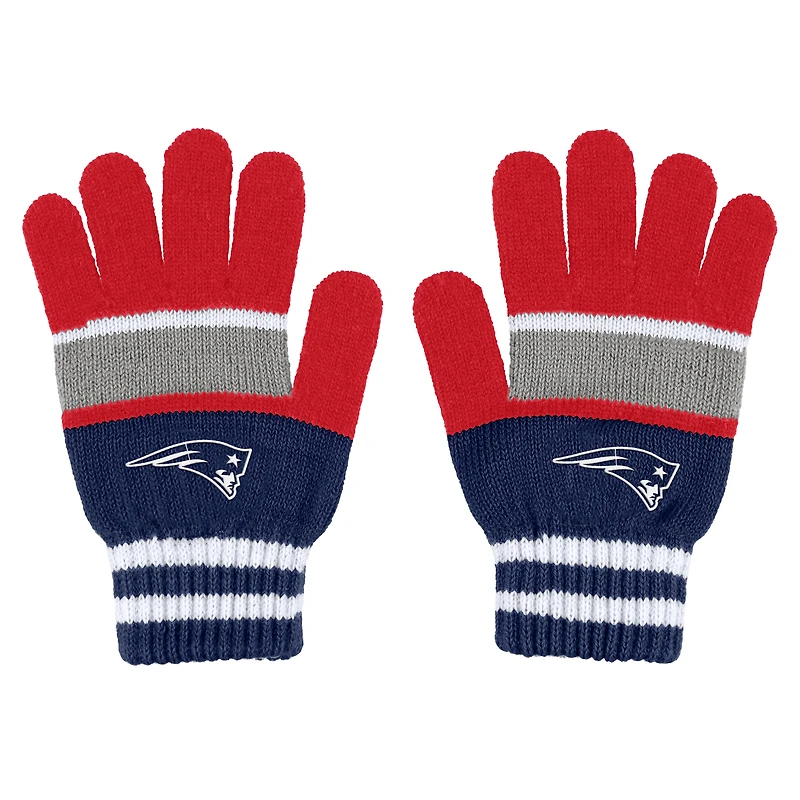 WEAR by Erin Andrews Ensemble gants et écharpe à rayures des New England Patriots pour femmes