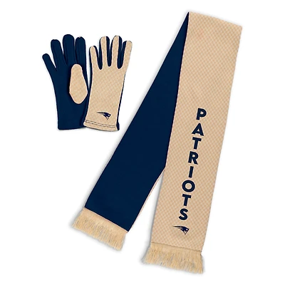 Women's WEAR by Erin Andrews New England Patriots Tonal Microcheck Scarf & Glove Set