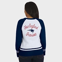 Women's WEAR by Erin Andrews White/Navy New England Patriots Colorblock Raglan Sweater