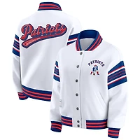Women's WEAR by Erin Andrews White New England Patriots Full-Snap Fleece Sweatshirt Jacket