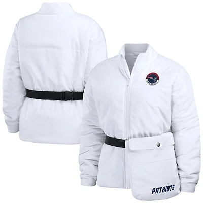 Women's WEAR by Erin Andrews  White New England Patriots Packaway Full-Zip Puffer Jacket