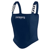 Women's WEAR by Erin Andrews x Gracie Hunt Navy New England Patriots Chain Link Corset Top