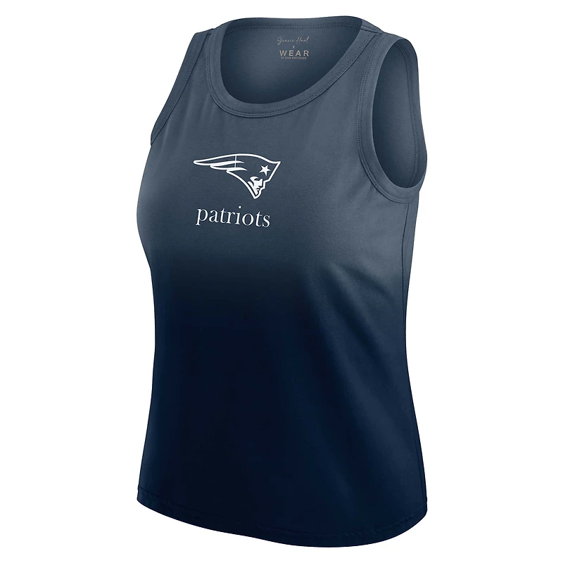 Women's WEAR by Erin Andrews x Gracie Hunt Navy New England Patriots Ombre Tank Top
