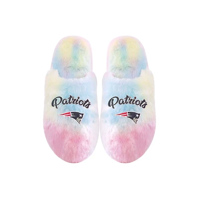 Youth FOCO New England Patriots Rainbow Script Slippers