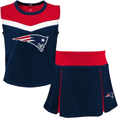 Ensemble deux pièces de pom-pom girl Spirit des Patriots la Nouvelle-Angleterre bleu marine/rouge pour jeune