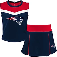 Ensemble deux pièces de pom-pom girl Spirit des Patriots la Nouvelle-Angleterre bleu marine/rouge pour jeune