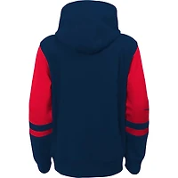 Chandail à capuchon glissière pleine longueur bleu marine New England Patriots colorblock pour jeune