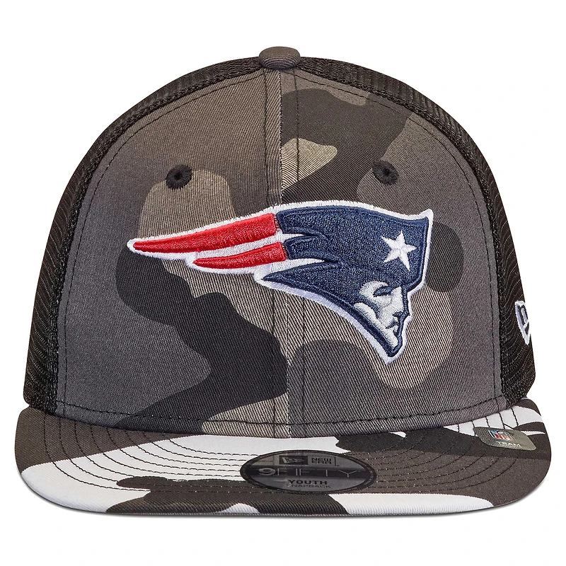 Youth New Era Camo/Black New England Patriots Trucker 9FIFTY Snapback Hat