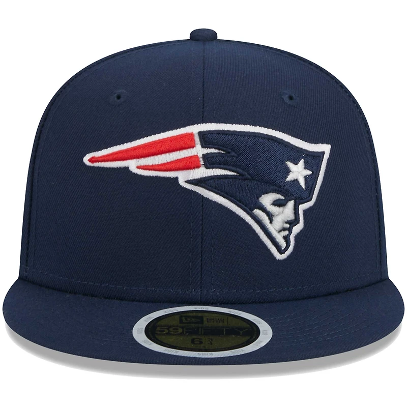 Casquette ajustée New Era 59FIFTY marine pour jeunes, modèle England Patriots.