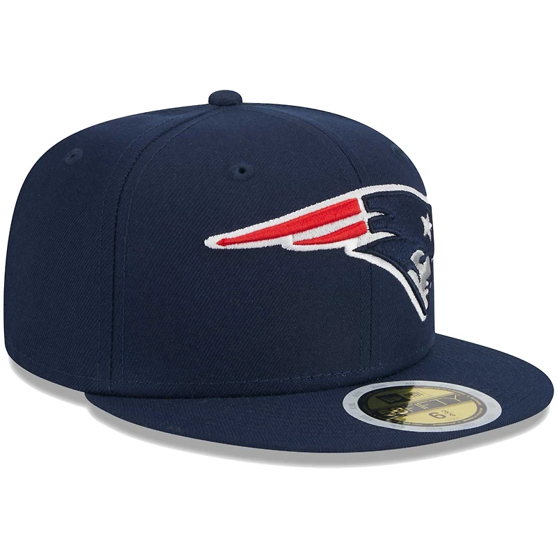 Casquette ajustée New Era 59FIFTY marine pour jeunes, modèle England Patriots.