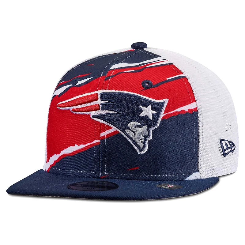 Youth New Era Navy New England Patriots Tear 9FIFTY Trucker Snapback Hat