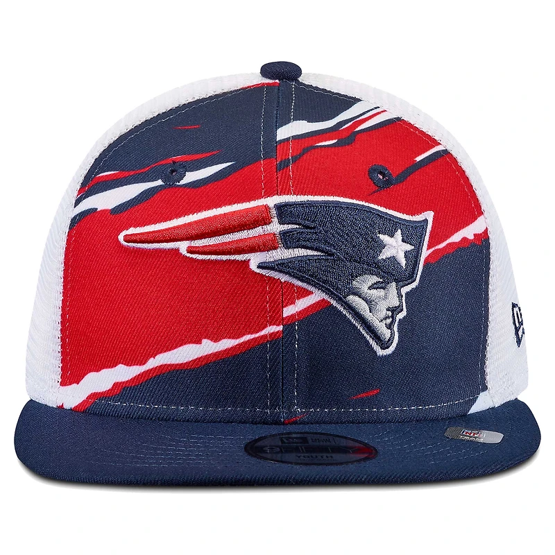 Youth New Era Navy New England Patriots Tear 9FIFTY Trucker Snapback Hat