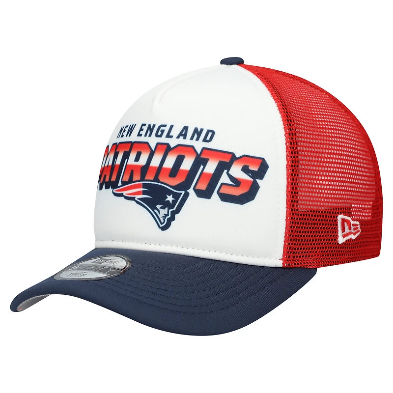 Youth New Era  White/Navy New England Patriots Streak 9FORTY A-Frame Adjustable Hat