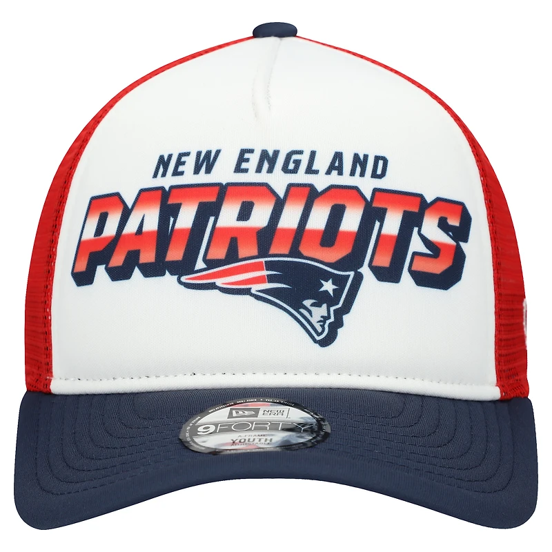 Casquette ajustable New Era New England Patriots Streak 9FORTY A-Frame blanche/bleu marine pour jeune