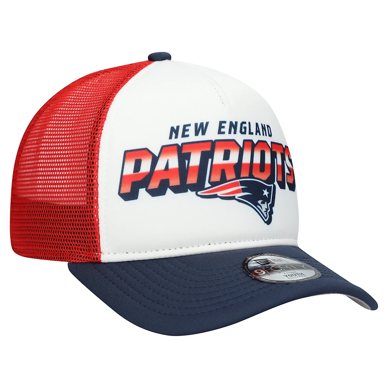 Casquette ajustable New Era New England Patriots Streak 9FORTY A-Frame blanche/bleu marine pour jeune