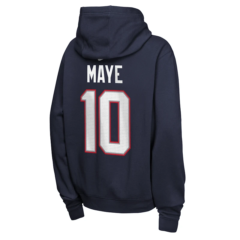 Youth Nike Drake Maye Navy New England Patriots Name & Number Club Fleece Hoodie