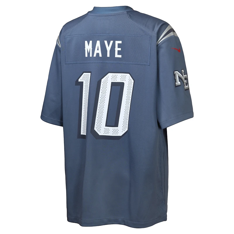 Youth Nike Drake Maye Storm Blue New England Patriots 2025 Rivalries Collection Game Jersey