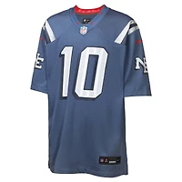 Maillot Nike Drake Maye Storm Blue pour jeune des New England Patriots, collection Rivalries 2025