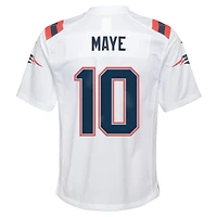 Maillot Nike Drake Maye blanc des New England Patriots pour jeune