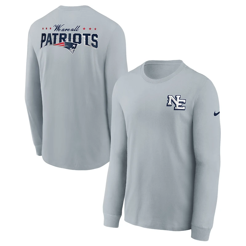 Youth Nike  Silver New England Patriots 2025 Rivalries Collection Long Sleeve T-Shirt